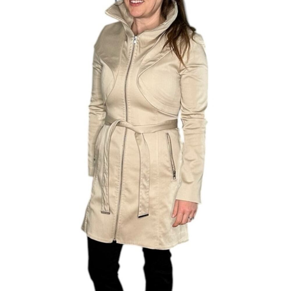 SOIA & KYO Arabella Belted Above The‎ Knee Trench Coat Tan Brown Women's Size XS